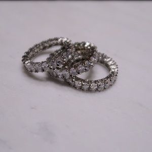 CZ oval stone infinity ring set